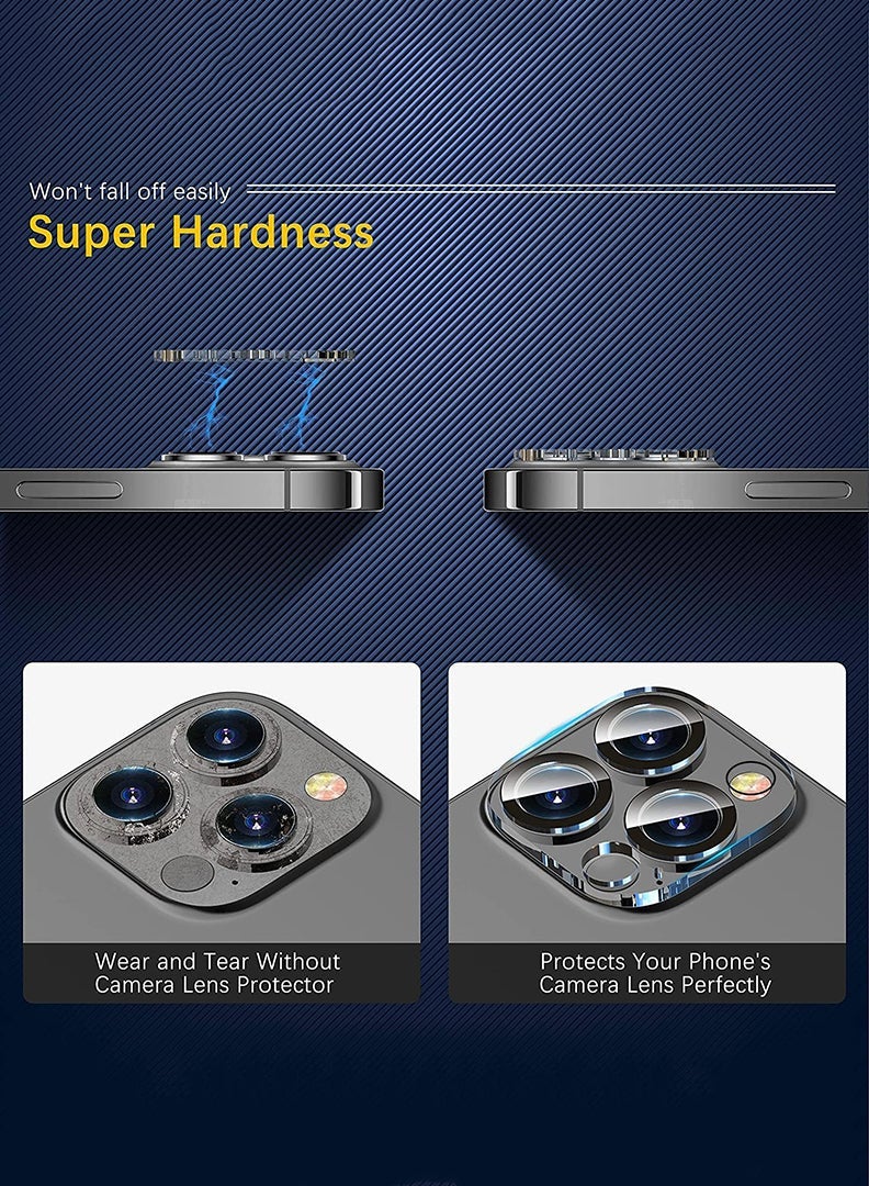 ثيودور واقي عدسة الكاميرا لهاتف iPhone 15 Pro Max/ 15 Pro، قطعتان - [حماية من السقوط] [مناسب للجراب] غطاء شاشة كاميرا من الزجاج المقوى 9H، شفاف - Image 4